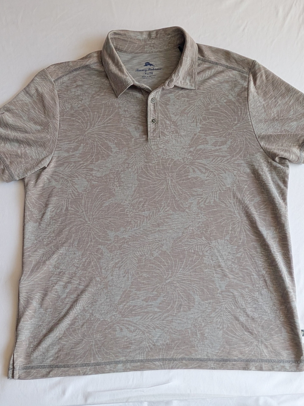 Tommy Bahama Mens Gray Tropical Floral Summer Short Sleeve Polo Shirt Size XL